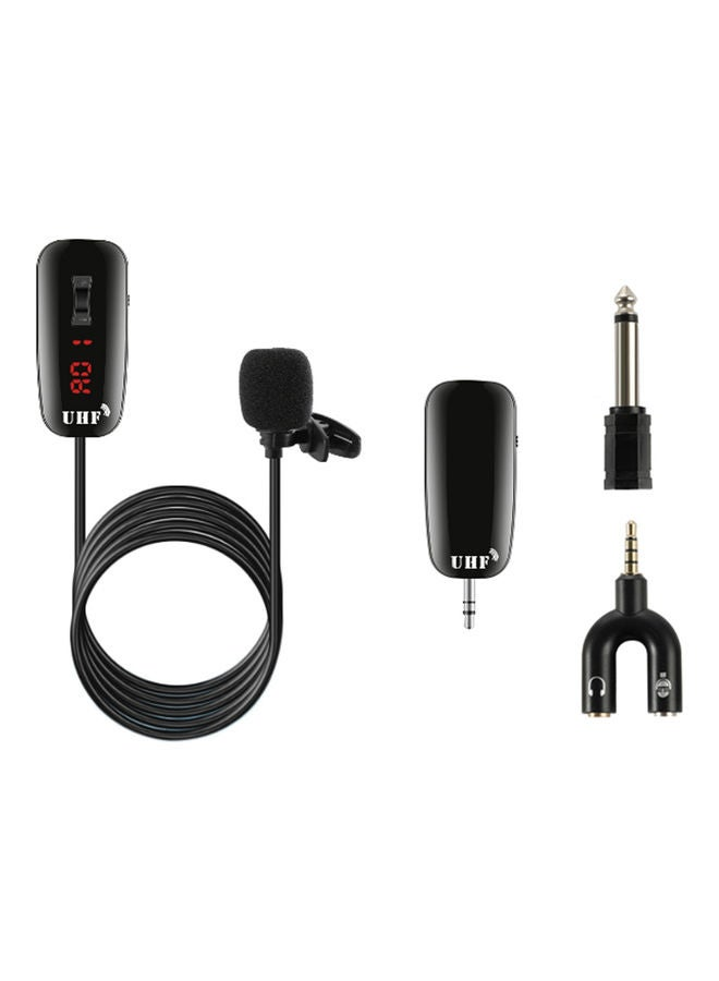 Generic UHF Dual Channel Microphone System Wireless Microphone Black