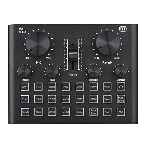 V8 USB Live Sound Card with Dual DSP Noise Reduction & Built-in Battery Black